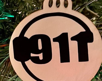 911 Headset Dispatcher Wooden Holiday Ornament! Excellent gift for any First Responder, Hero and Dispatcher