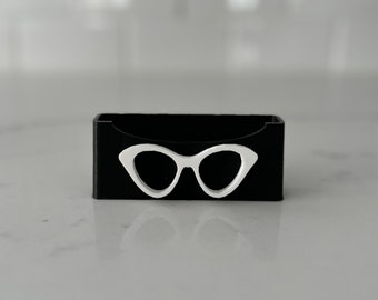 3D Printed Cat Eye Horizontal Business Card Holder! Optician Optometrist Optical Fashion Post It Note Holder