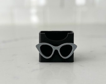 Vertical 3D Printed Cat Eye Eyeglass Business Card Holder! Optician Optometrist Optical