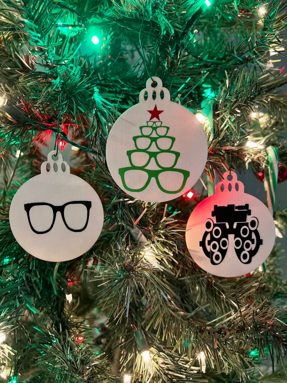 Wooden Holiday Ornament Perfect for Optician Ophthalmologist