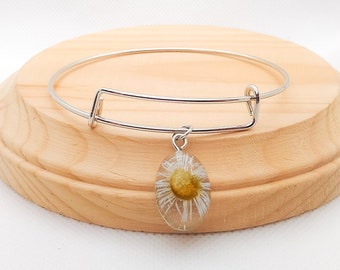 Mini Daisy expandable bangle bracelet REAL FLOWERS