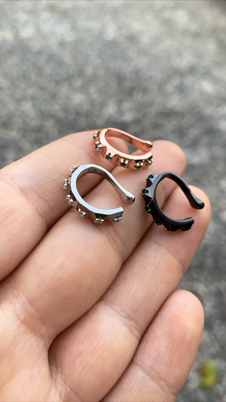 Gemstone Square Ear Cuff Earring 925 Solid Sterling Silver Etsy