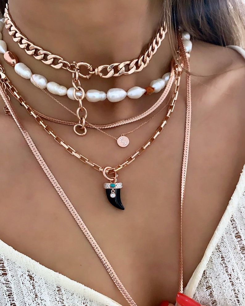 Adjustable Choker Cuban Chain Choker Necklace 925 Solid Sterling Silver Chunky Curb Chain Rose Gold Vermeil