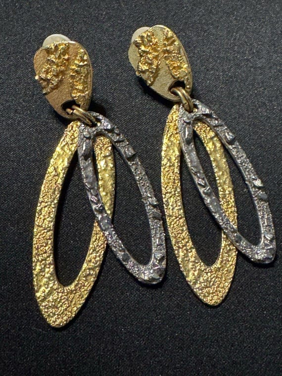 Bob House Signed Double Loop Drop W/ Elongated Ov… - image 1