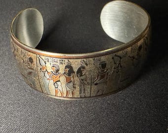 Pulsera egipcia damasquinada vintage de Reed & Barton