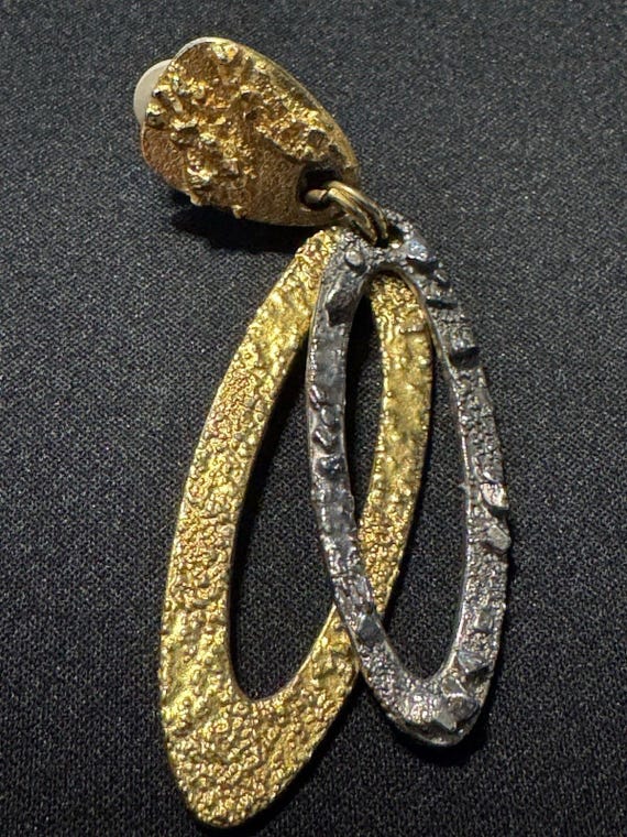 Bob House Signed Double Loop Drop W/ Elongated Ov… - image 2