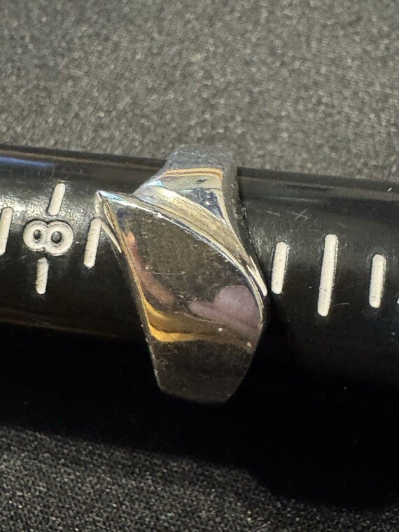 Sterling Silver Solid Wavy Concaved Modernist Ban… - image 2