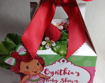 Bridal Shower Strawberry Favor Box /& Tag  Party or Gift Box  Cube  Birthday Strawberry Festival Mother/'s Day  DIY You Print