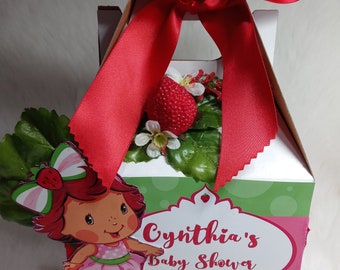Bridal Shower Strawberry Favor Box /& Tag Party or Gift Box Cube Birthday Strawberry Festival Mother/'s Day DIY You Print