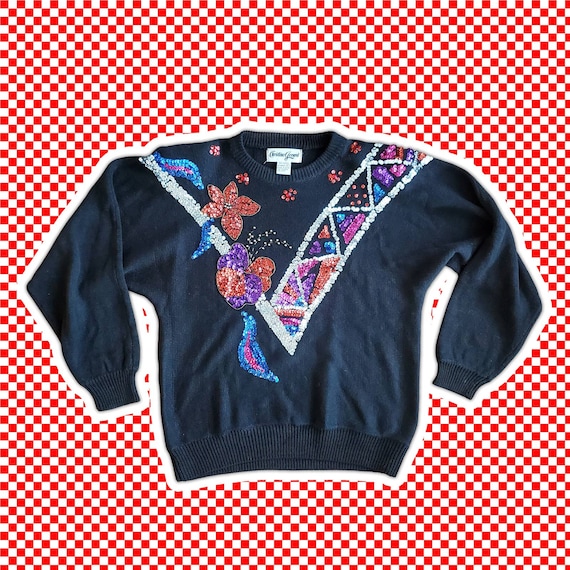 Beaded Sequined Knit Sweater Beaded Sequined Knit Sweater