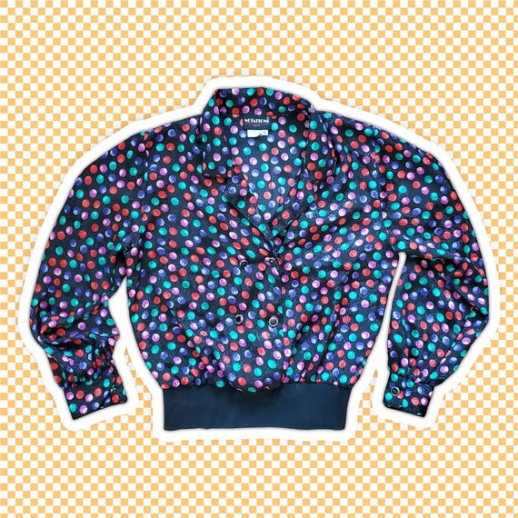multi colored polka dot blouse