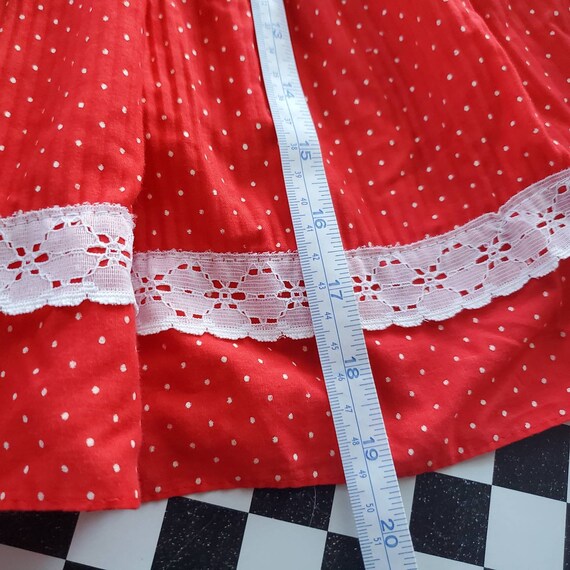 VTG 80s Baby Girls Red with White Polka Dots Dres… - image 4