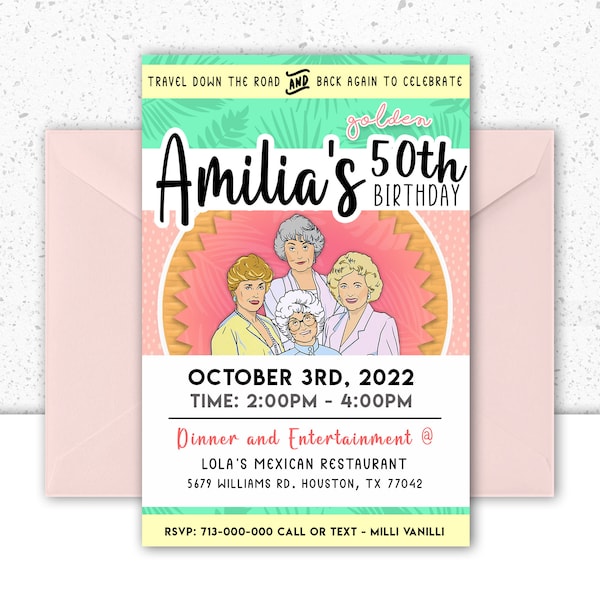 Golden Girls Themed Custom Invitation Digital Download