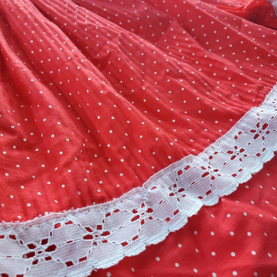 VTG 80s Baby Girls Red with White Polka Dots Dres… - image 10