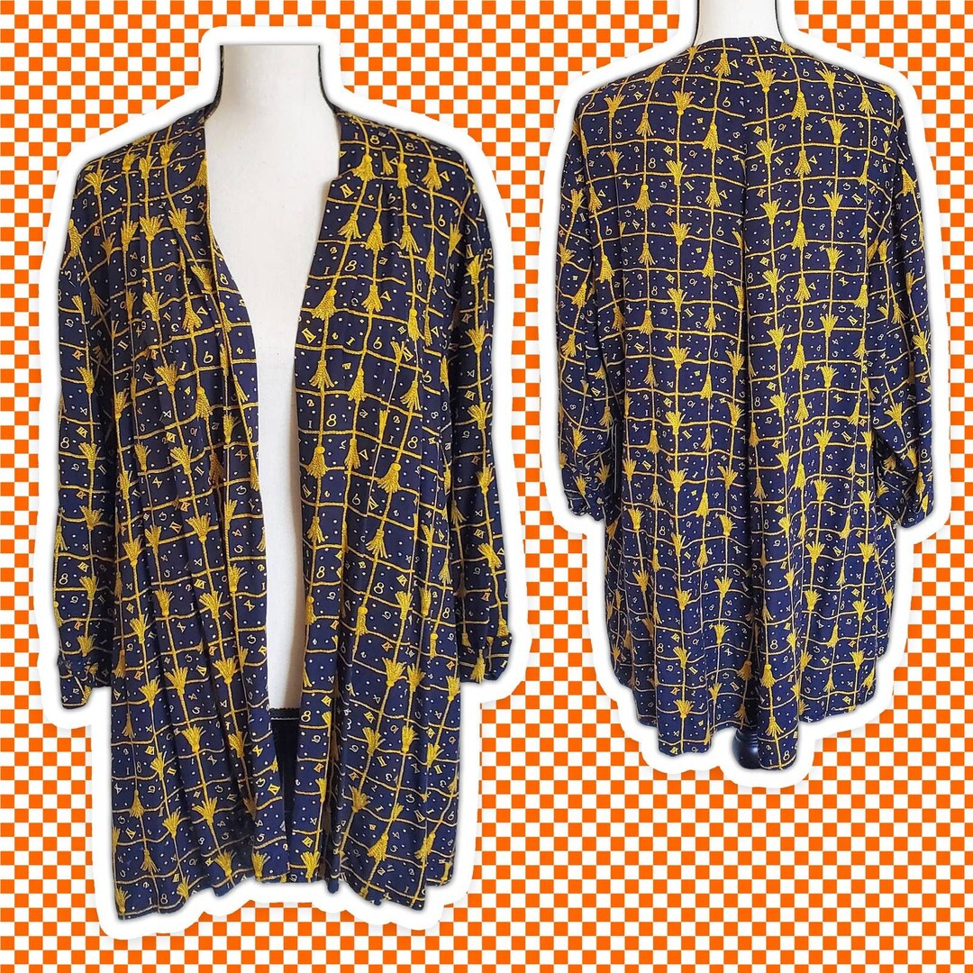 Numerology Numbers and Tassels Themed Casual Open Jacket by Jigsaw Sz