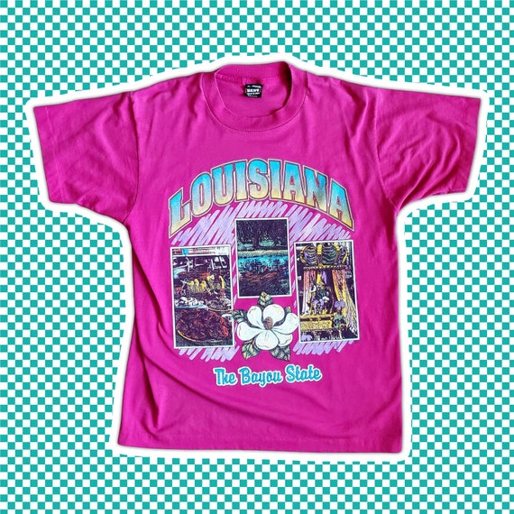 Vintage 90s Louisiana Souvenir T Shirt Sz L Singl… - image 1