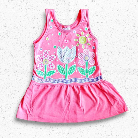 VTG 90 s Girls Neon Pink Flower Themed Dress Sz 2 3T by Hearts Made in USA Etsy Canada