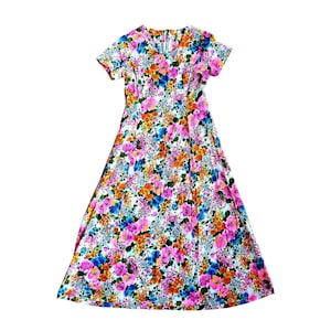 Vintage 70&#39;s Florescent Floral Maxi Dress Sz M