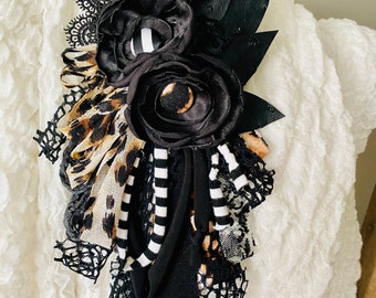 Fabric Flower Pin/Brooch/Corsage/Upcycled - Arabian Night