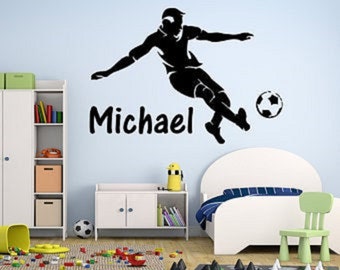 Soccer Decal Custom Soccer Wall Decal Soccer Player Decal Boys Room Decal Boys Room Decor Game Room Decor Sports Decal Soccer