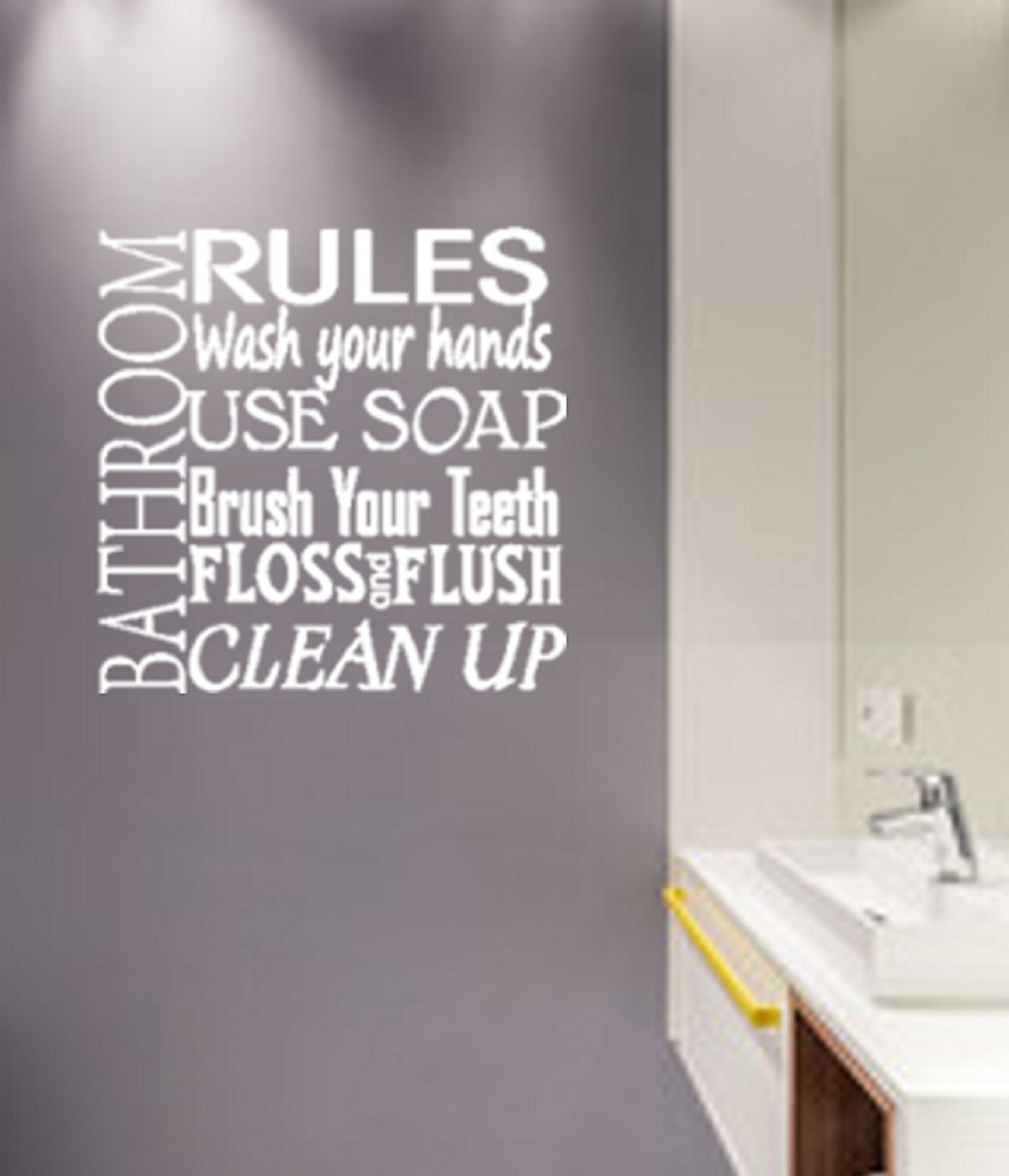 Bathroom Rules Decal / Bathroom Decal / Wash Your Hands Decal Etsy