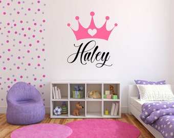 Custom Name Crown Star And Heart Wall Sticker Bedroom Hipster Cool Kids MS288VC Custom Name Crown Star And Heart Wall Sticker Bedroom Hipster Cool Kids MS288VC