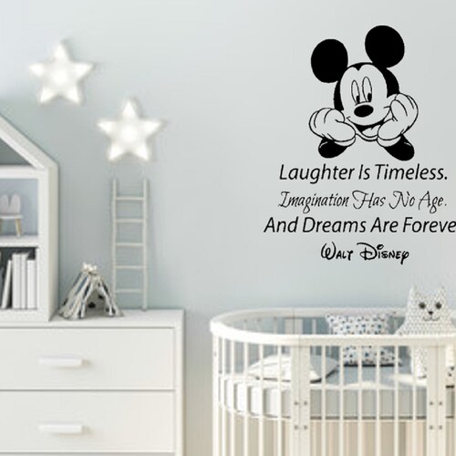 Mickey Mouse Wall Decal Walt Disney Quote Cartoon Vinyl Etsy