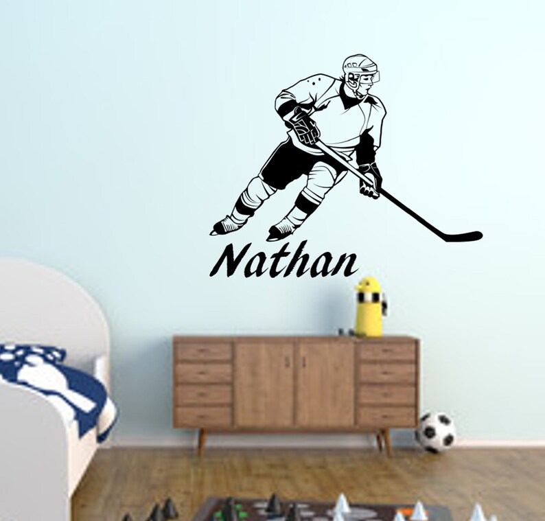 Hockey Decal / Custom Hockey Wall Decal / Boys Room Decal / Etsy