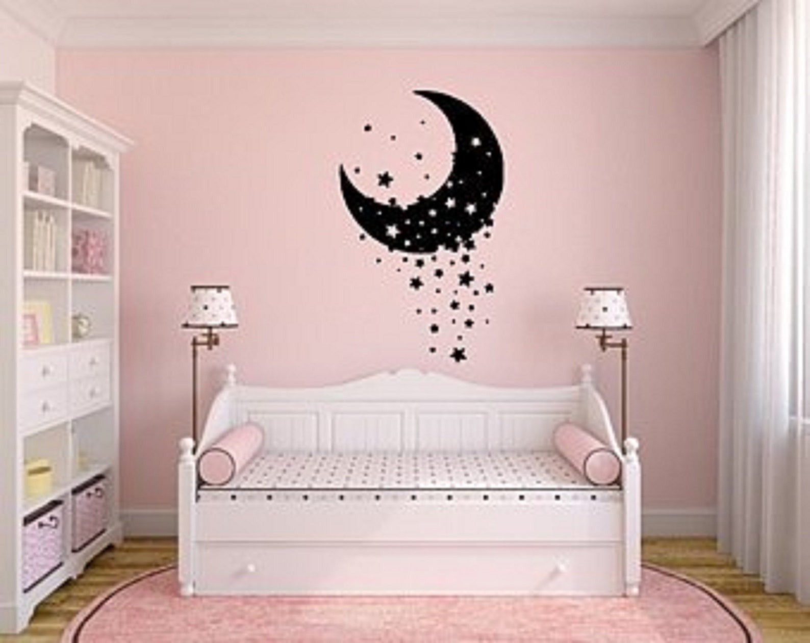 Moon and Stars Decal / Family Decal / Living Room Decor / Etsy