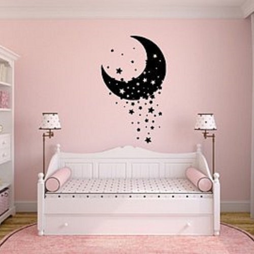 Moon and Stars Wall Decal Star Stickers Nursery Decals Etsy