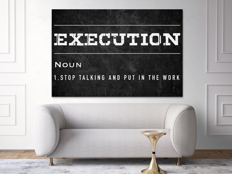 Execution Noun Office Decor Wall Art Motivational Canvas Print Entrepreneur Art