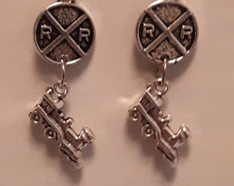 Railroad Train Hook Dangle Earring Hypoallergenic Hook.