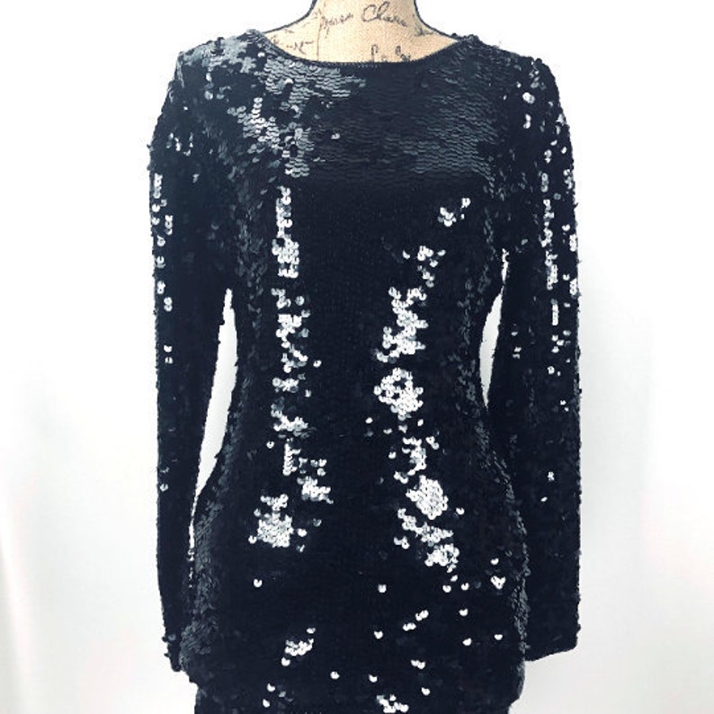 Vintage Cathy Hardwick Sequin Disco Party Evening Skirt Suit