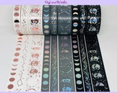 Papergeek Lunar Magic Washi Tape Samples Moon Lunar Eclipse Washi Tape Samples Stars Holo Rose Gold Foil Washi Tape Samples