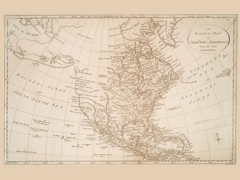 North America Map | High Resolution Printable | Digital Download ...