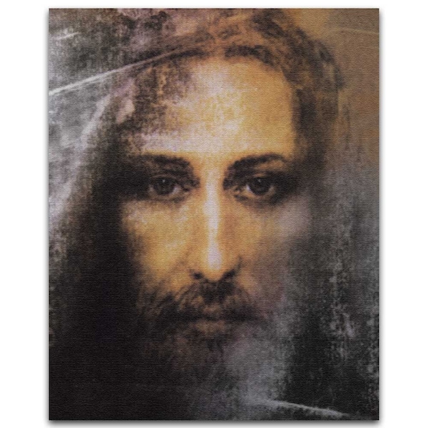 Le Linceul de Turin Visage de Jésus-Christ Impression sur toile Véritable visage de Jésus-Christ Jésus de Nazareth Saint Suaire Toile Portrait Le Voile de Turin