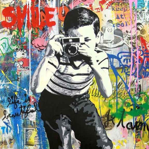 Banksy Camera Boy Graffiti Print Street Art Canvas Framed Poster Banksy Print Contemprorary Art American pop Art Wall Art Decor