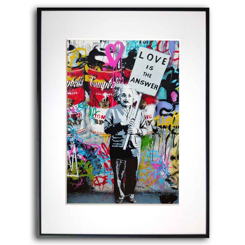 Banksy Street Art Love is the Answer Einstein Wall Art Print, Graffiti