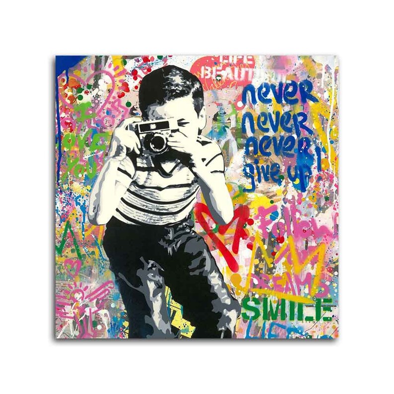 Banksy Pop Art Smile Canvas Painting Street Art Poster E Stampe Wall Art Picture For Living Room Decor Murale 42x60cm (17x24in) Senza Cornice - Foto 10