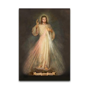 Goddelijke Barmhartigheid Afbeelding, Adolf Hyla Origineel Jezus, ik vertrouw op U Canvas of Poster Barmhartige Jezus Christus Christelijk Religieus Geschenk