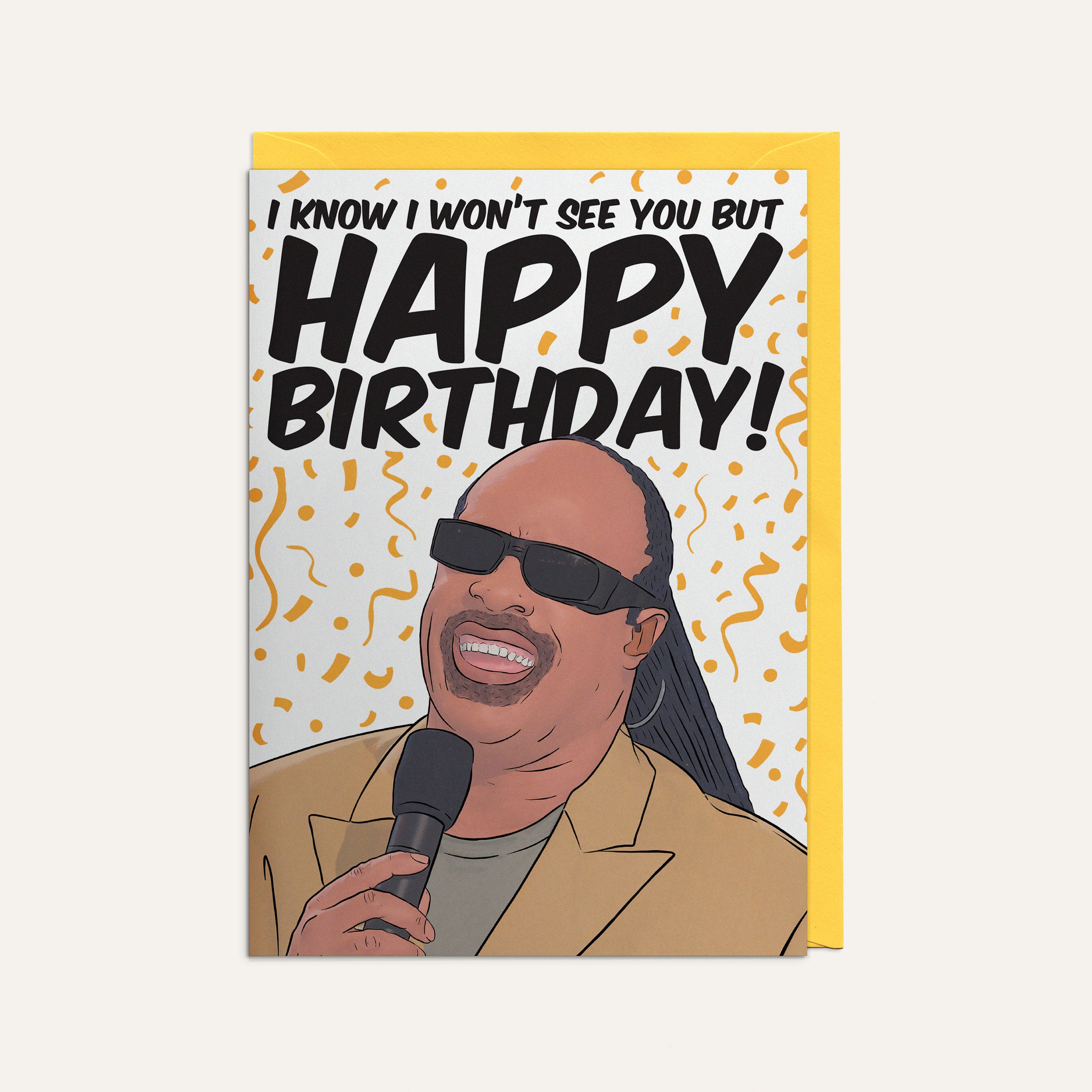 I Know I Won't See You But Happy Birthday - Stevie Wonder - Birthday Card + Envelope