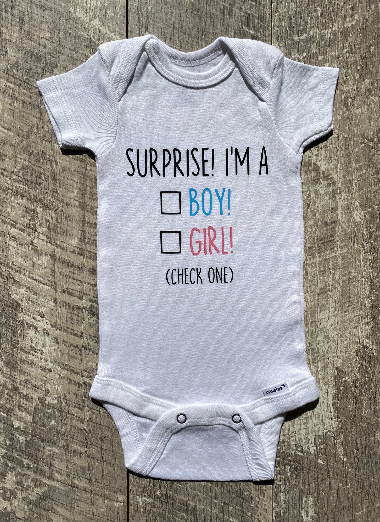 Gender Reveal Onesie Surprise I'm A Boy Girl Bodysuit Etsy