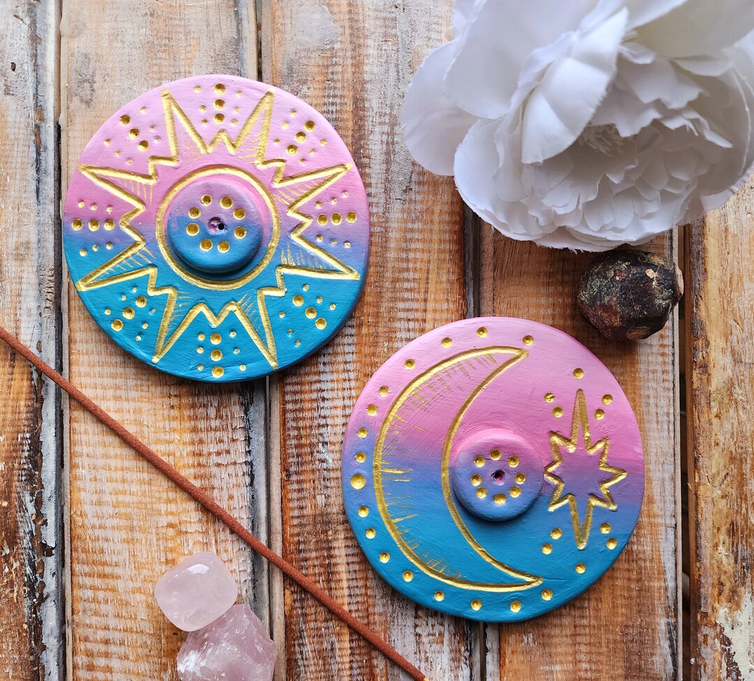Moon Incense Holder Set Celestial Incense Burner for Incense Sticks