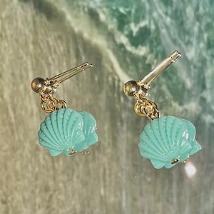 turquoise seashell studs