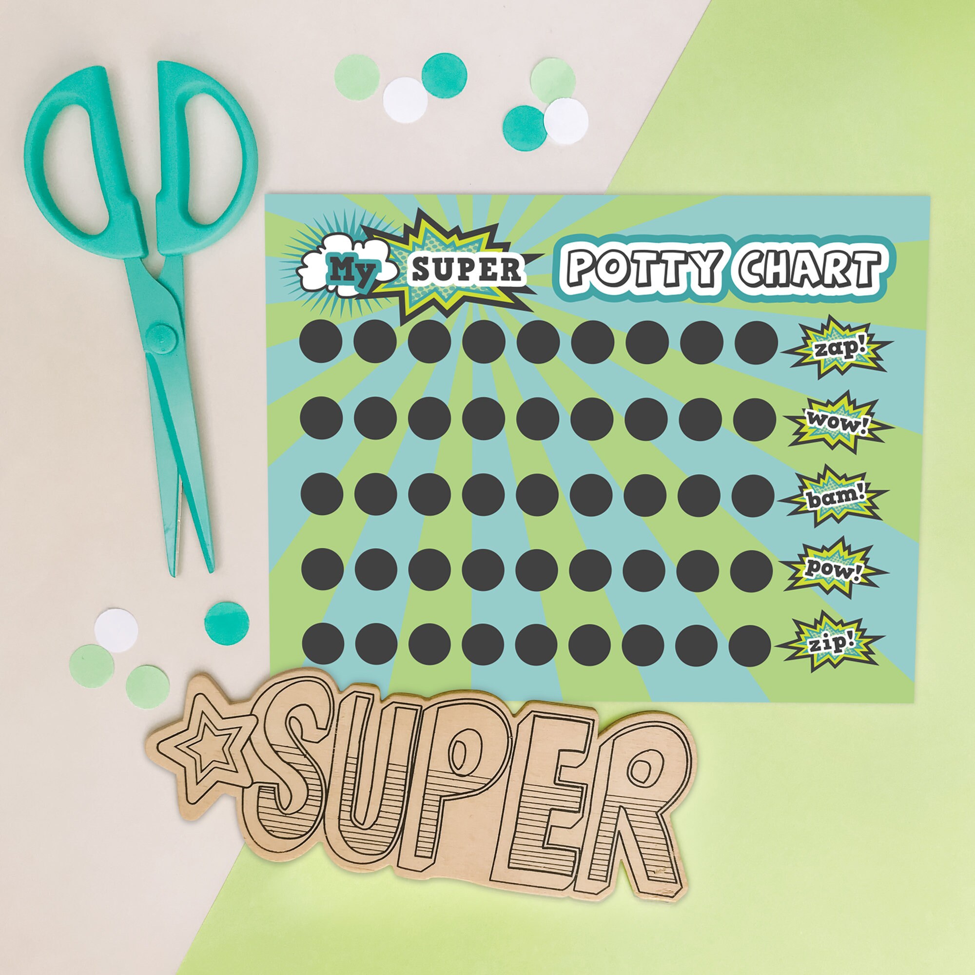Superhero Potty Training Chart Printable blue &amp; Green | Etsy Ireland