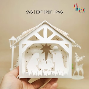 Gabarit de maison en papier 3D, mangeoire à papier, village de Noël en papier, décoration de lanterne de Noël à faire soi-même, emballage de boîte-cadeau de maison en papier