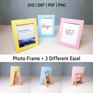 Modello cornice per foto, cavalletto di carta in piedi indietro, SVG, EPS, PDF, file di taglio Cricut, file di taglio Silhouette