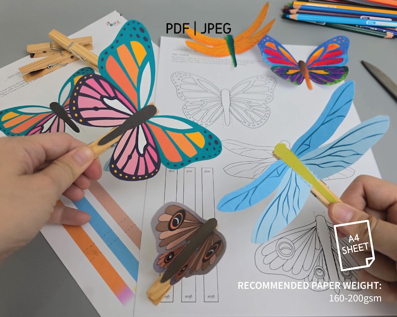 Parachuting Insect Craft DIY Fun Moving Craft -flying Insects, Paper Toy Printable Crafting ...
