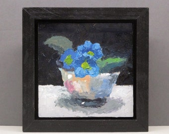 Framed Original Art Oil Painting 6x6" Still Life Flowers Floral Kitchen Living Room FredBellArt Collectable