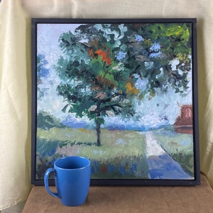 Pensive Moment, landscape painting, original art, not a print, 16x16, framed. image 7